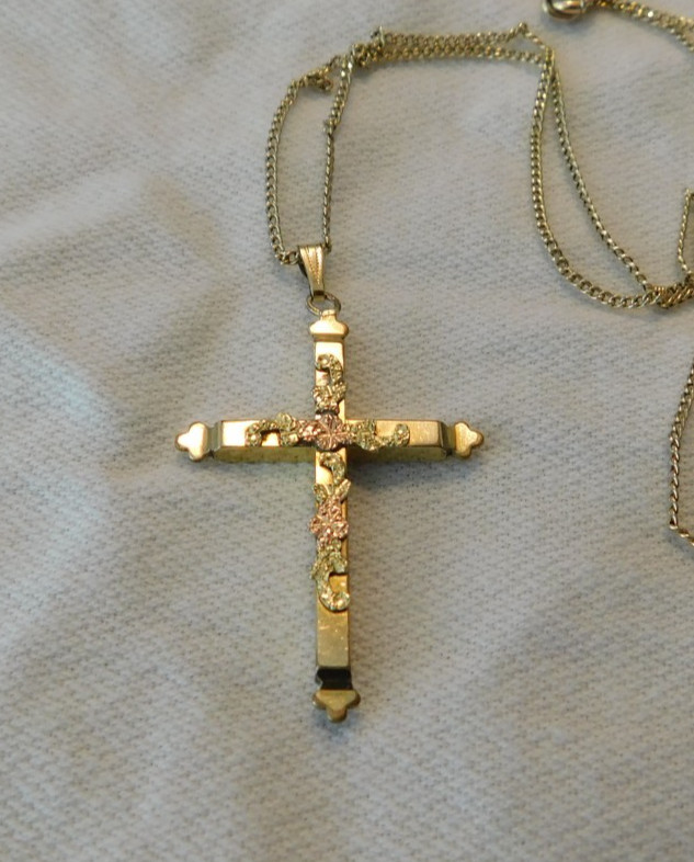 Antique 12K Gold Filled Cross Pendant Necklace