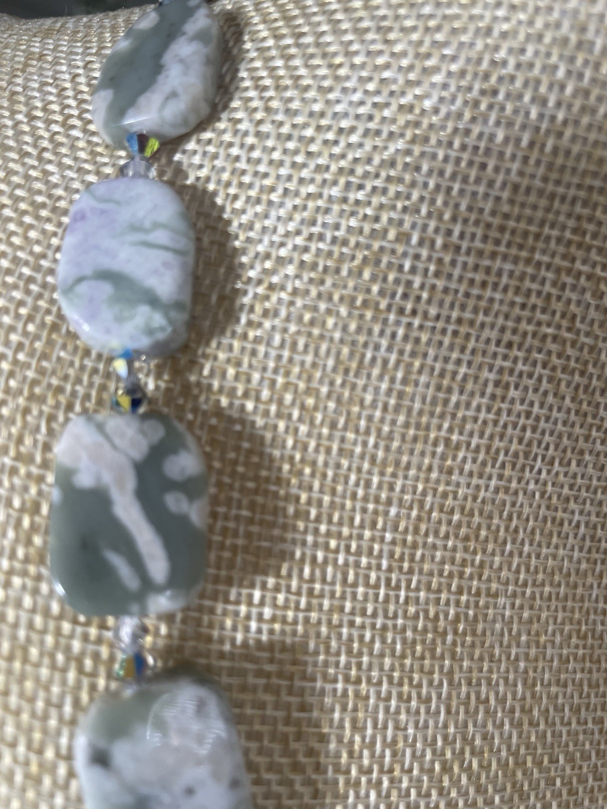 Vintage Brown Marbled Bead Long Necklace Faux Agate Acrylic Statement