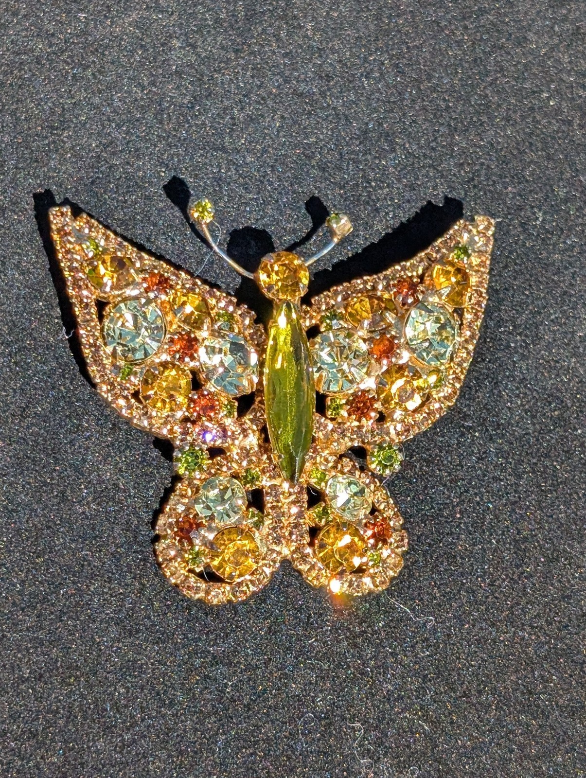 Juliana Delizza & Elster D&E Rhinestone Butterfly Brooch Pin Book Piece Autumn