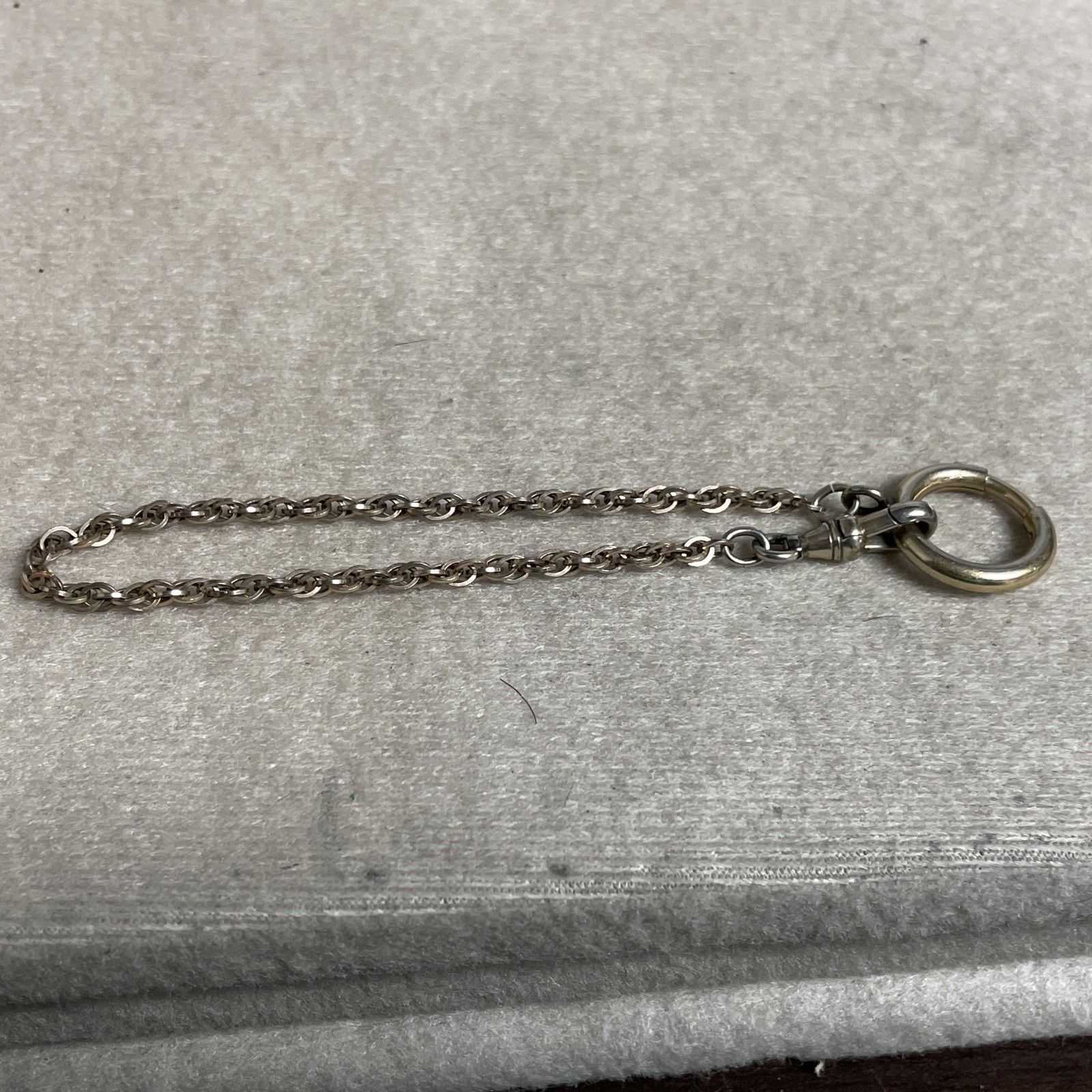 Victorian gold filled chain Signed Hadley Made in USA Large ring