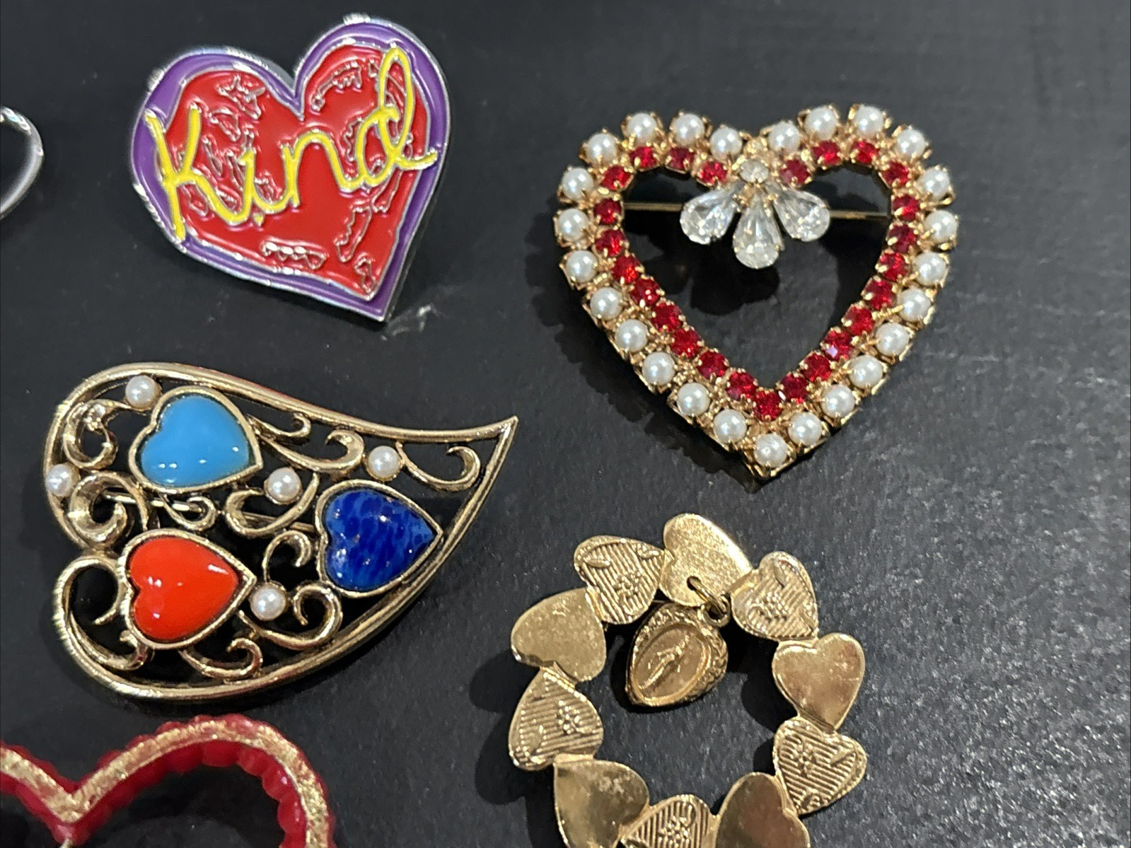 Lot 42 Vintage Now Pin Heart Hearts LC Sarah Coventry Avon Anne Klein ONLY $2