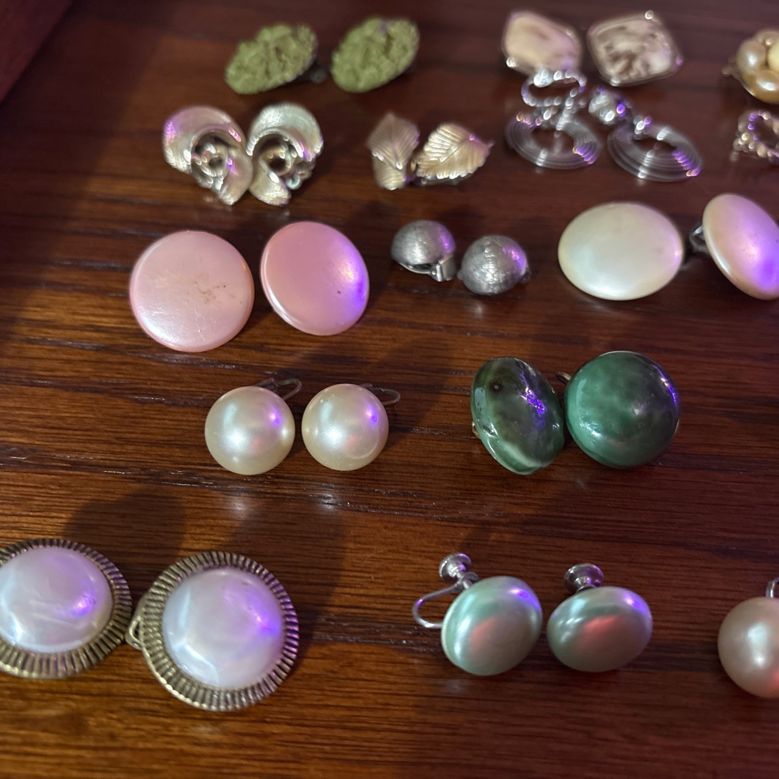 Vintage Earrings Lot Of 19 Pairs Multicolor Clip Ons And Screw Backs Preowned