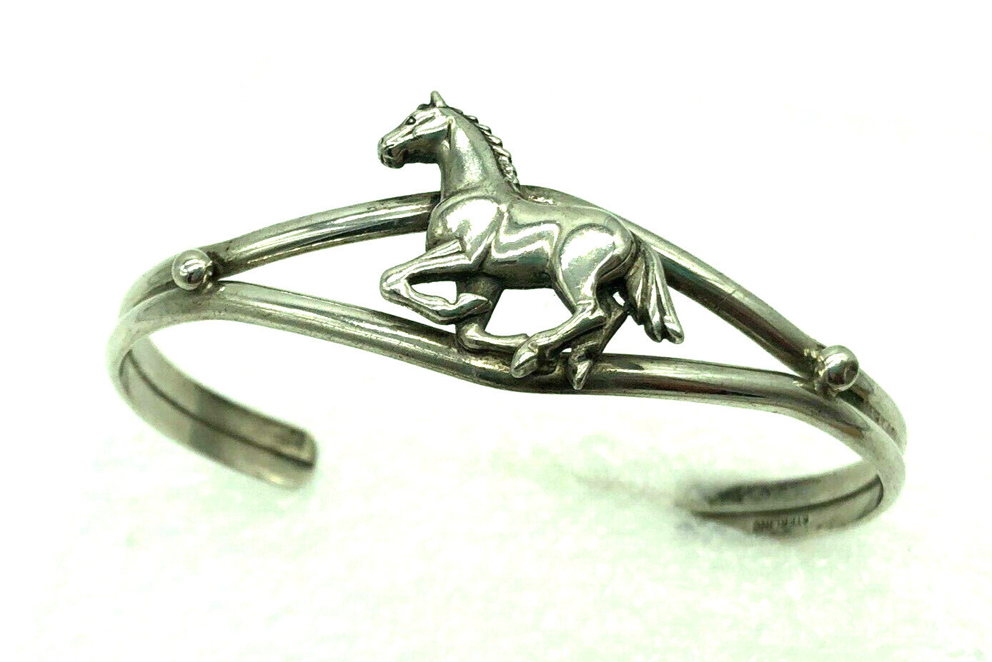 Carol Felley Bracelet Galloping Running Horse Stallion Sterling Silver Cuff