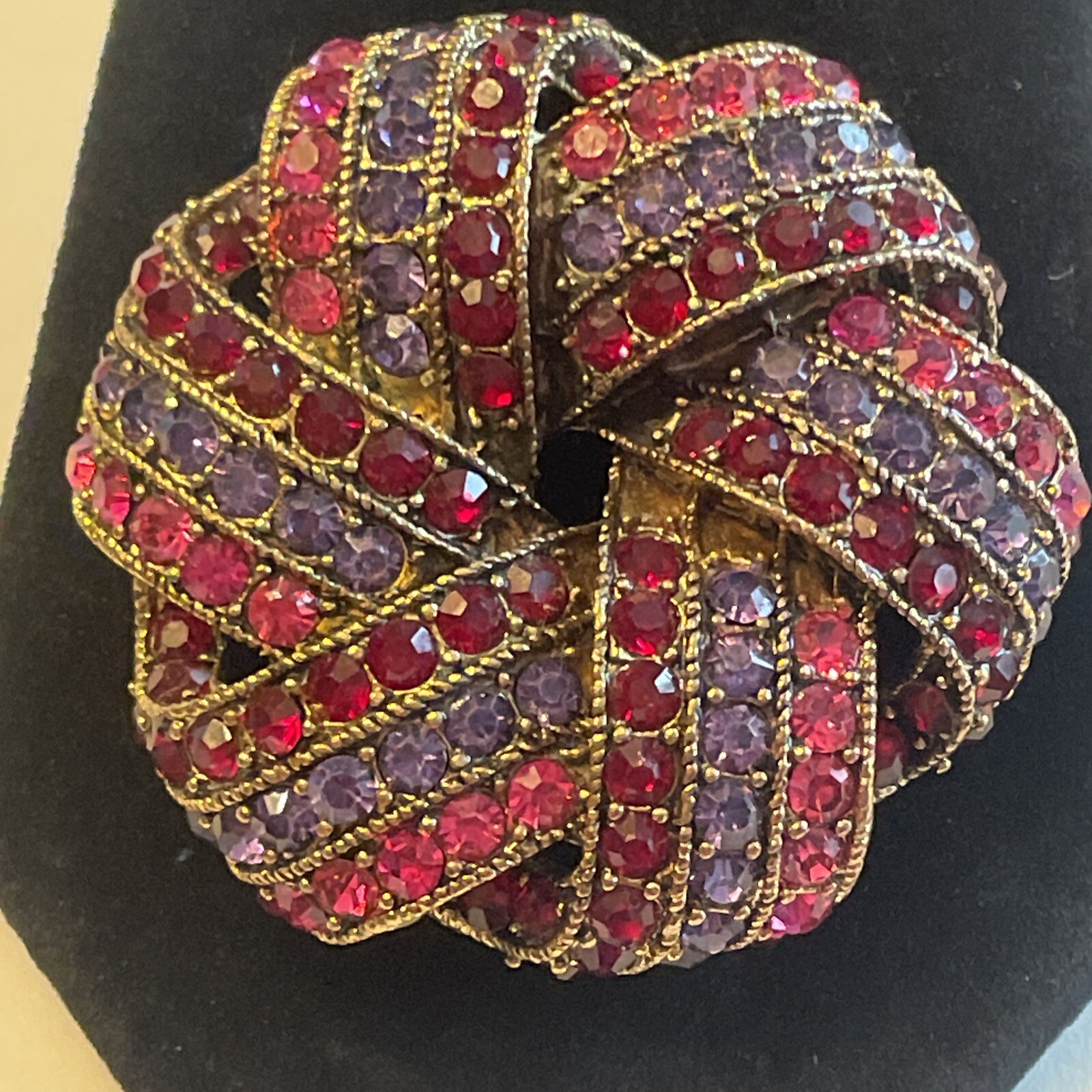 MINT Vintage Monet Signed Red Purple Pink Sparkling Rhinestones Brooch U13