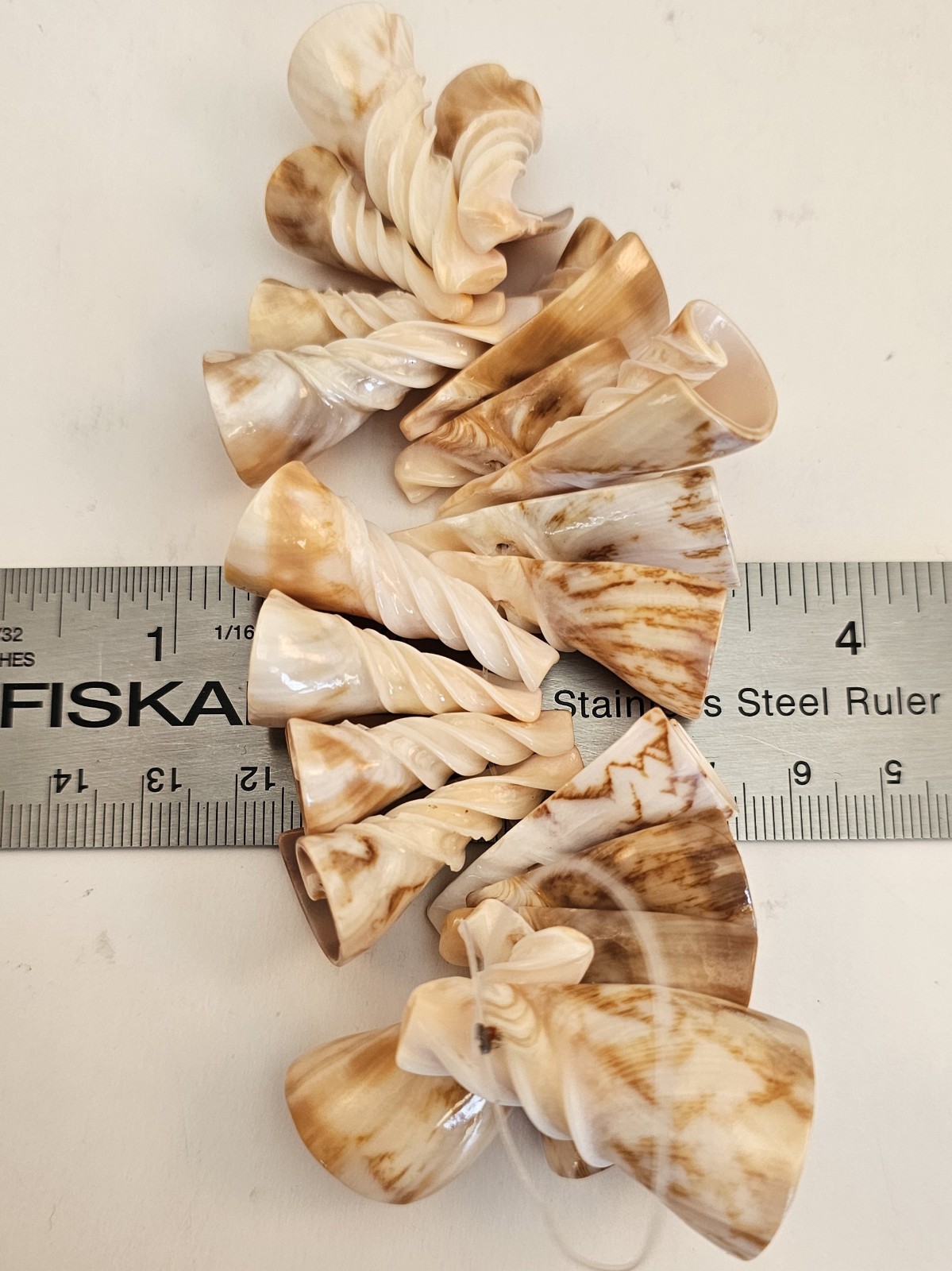 Strand of 20 – Vintage Gorgeous Conical Natural Shell Pendants – 1″ – 1 1/2″