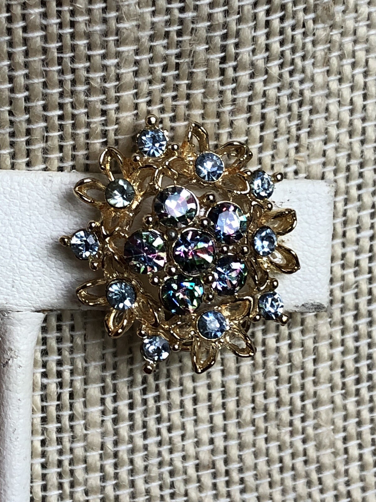 Signed STAR Vintage Gold tone Rhinestone Earrings Great Minty Condition