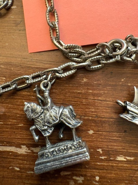 Collection 8 Vintage Sterling Siver Charms on Silver Chain 22″ long