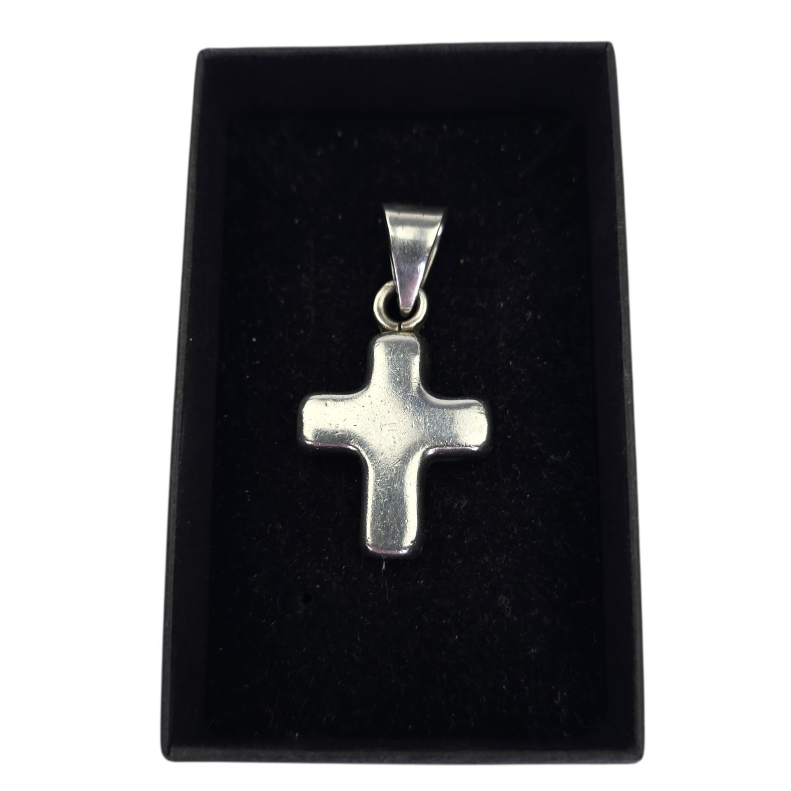 Vintage 925 Sterling Silver Taxco Mexico Cross Modern Puffy Pendant