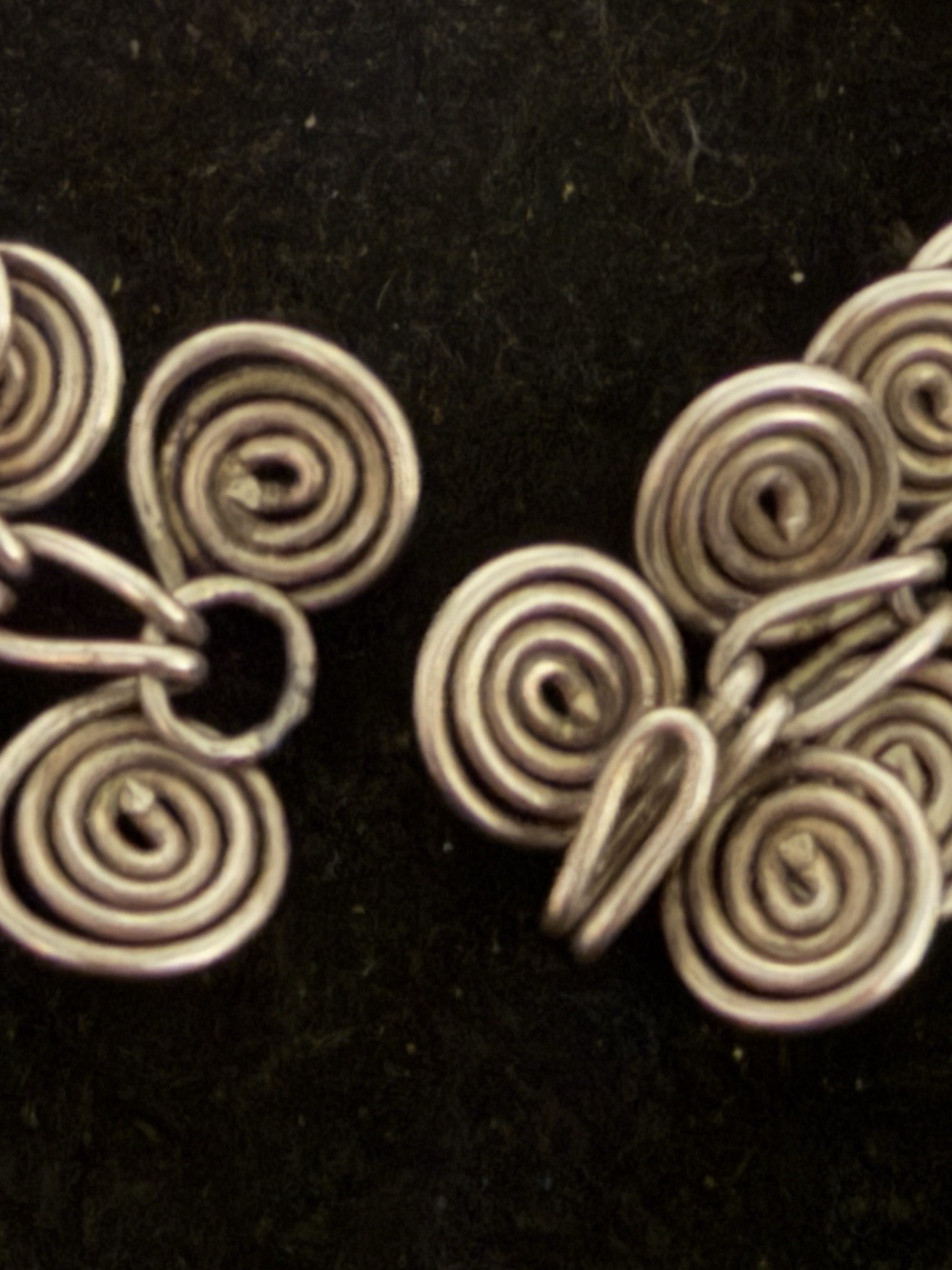 Vintage 800 Silver 7.5” Coil Swirls Handmade Hook Clasp Bracelet