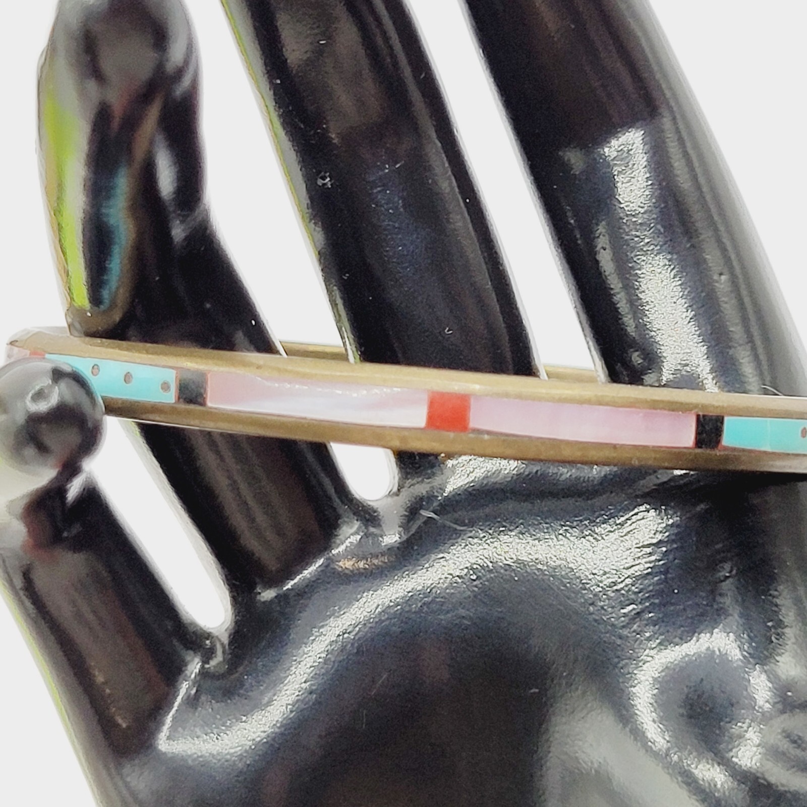 Handmade Southwestern Colorful Multi Stone Thin Inlay Vintage Bangle Bracelet