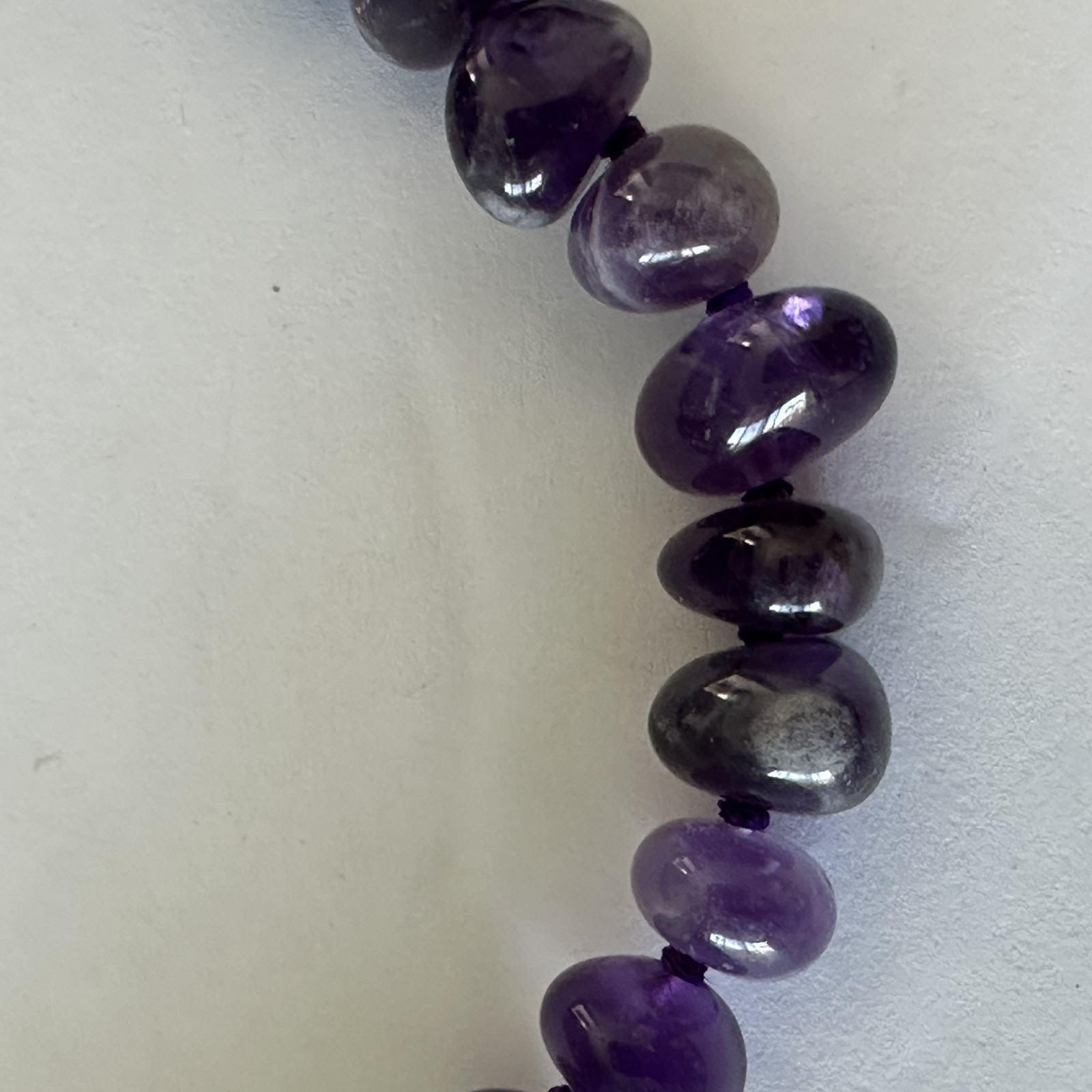 Polished Gem Amethyst Chips 34″ Necklace & Beaded Knotted 18″ Amethyst Necklace