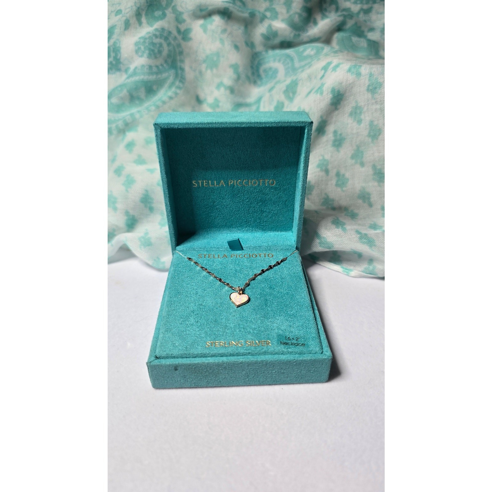 Stella Picciotto Opal Heart Necklace 925 Sterling Silver NWT Classic Romantic