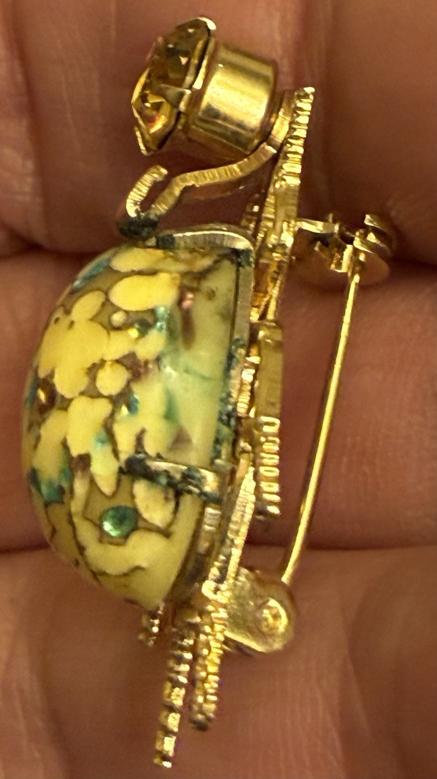 Vintage/Antique Goldtone Rhinestone Bug/Insect Brooch 1.5”