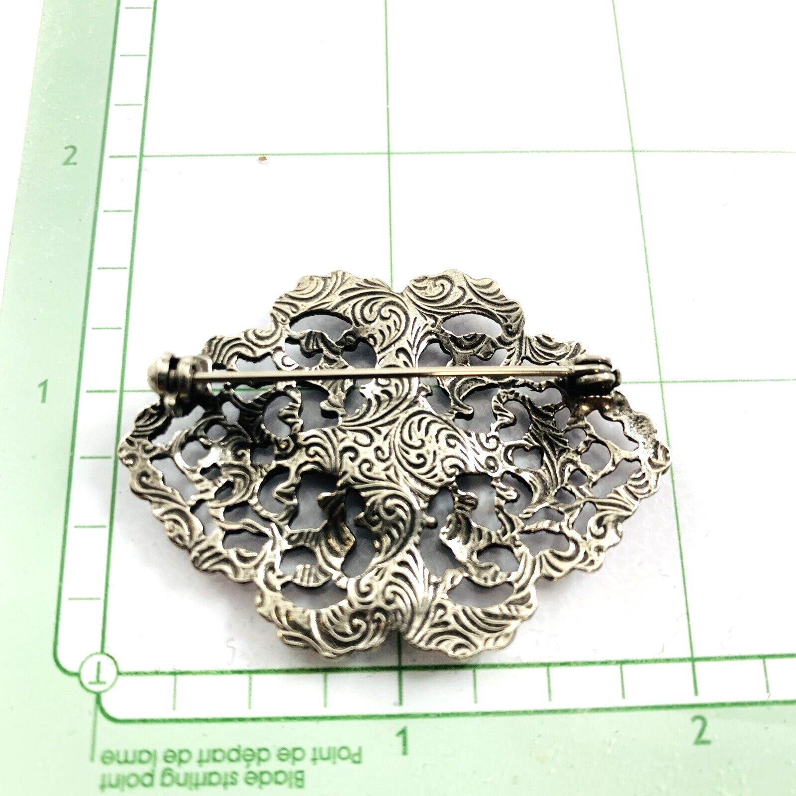 Vintage 1928 Brand Pink and Green Rhinestone Silver Tone Brooch Pin