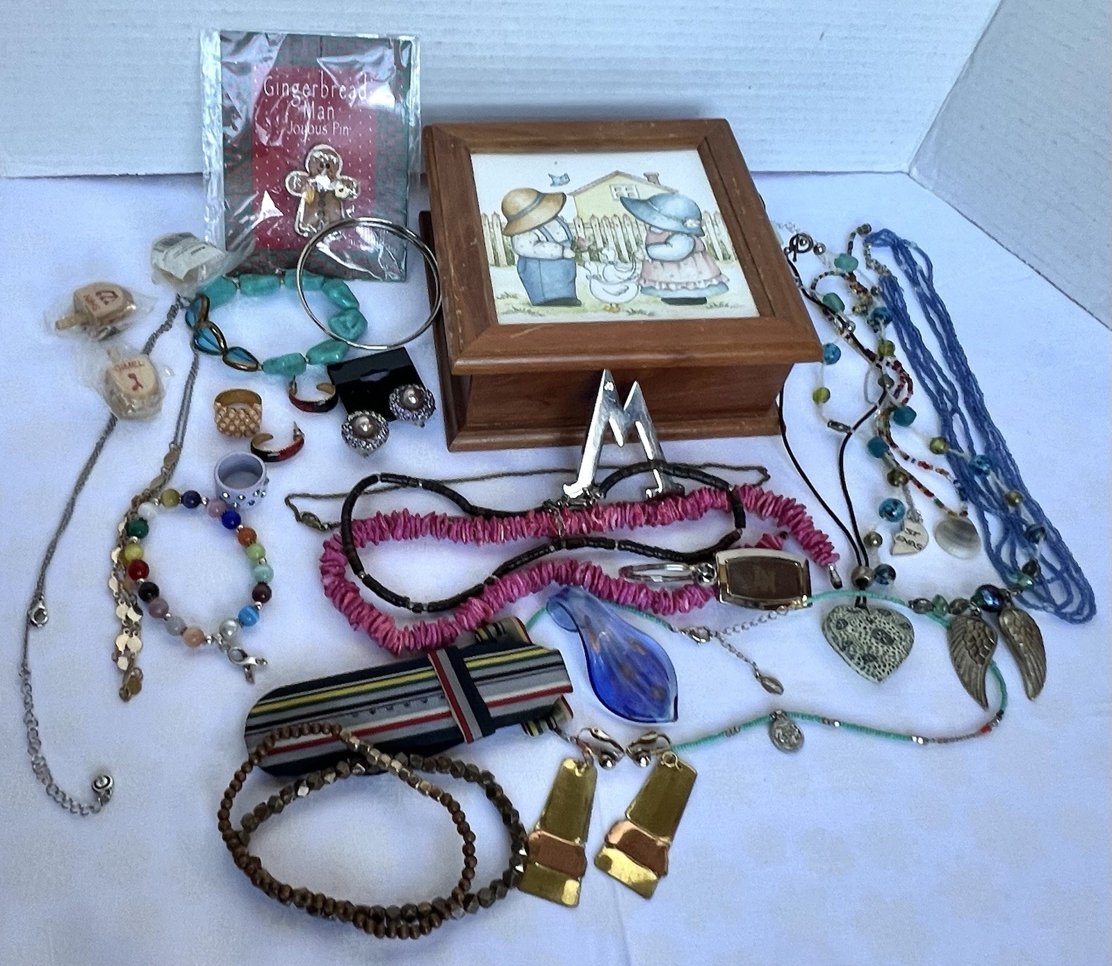 Jewelry Box With Jewelry Lot 1lb 8oz Vtg Ceramic Wood Box Jewelry & More!
