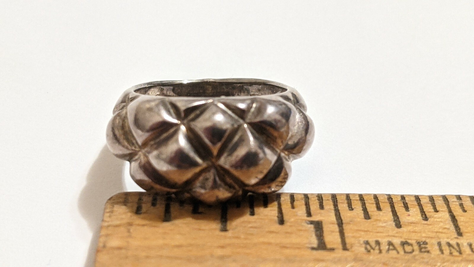VINTAGE STERLING SILVER RING ABOUT SIZE 7 1/2 HALLMARKED SIGNED 925 TH
