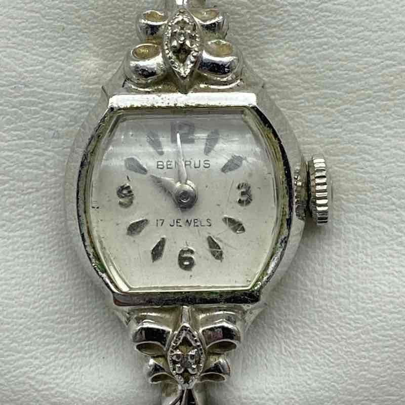 Vintage Benrus 17 Jewels Women’s Watch 10K RGP Bezel Silver Tone Art Deco Style