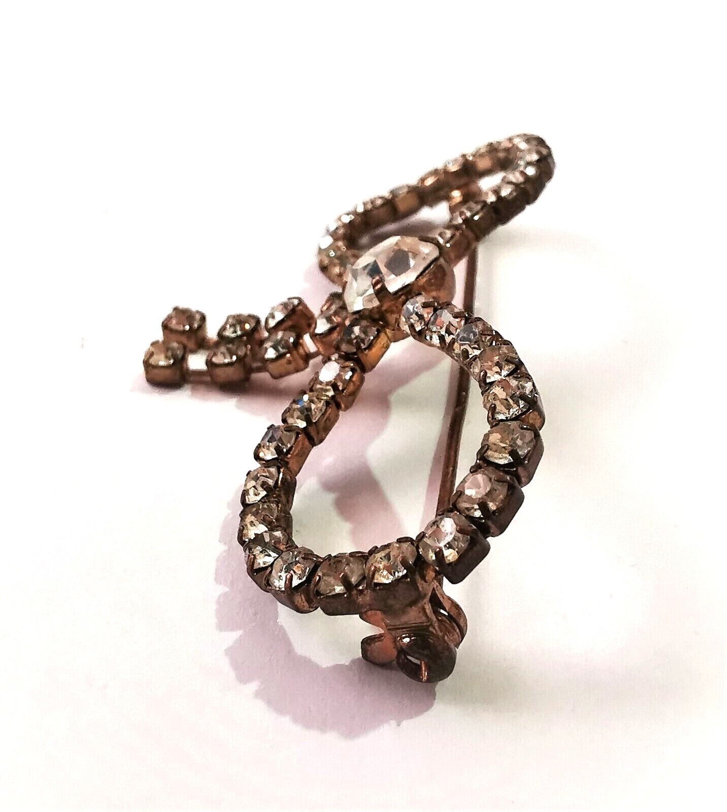 Vintage Czech Clear Glass Brooch Pin Rhinestone Rhinestones Handmade Art Deco Br