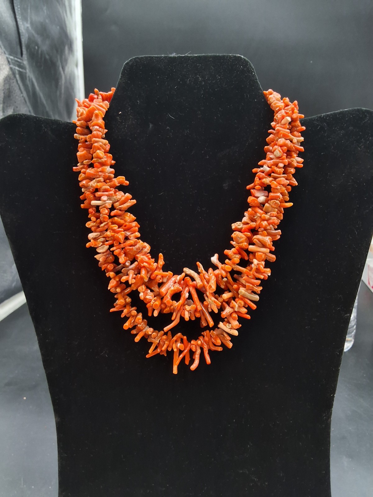 Vintage Natural Pink Coral Branch Necklace – Salmon Peach Orange Color