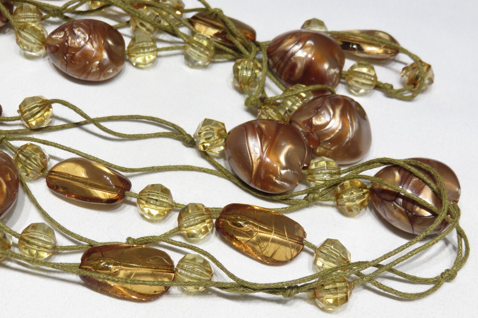 Vintage 64″ Facet & Smooth Bead Hand Knot 2 Strand Necklace Lot 2349 lisasfinds