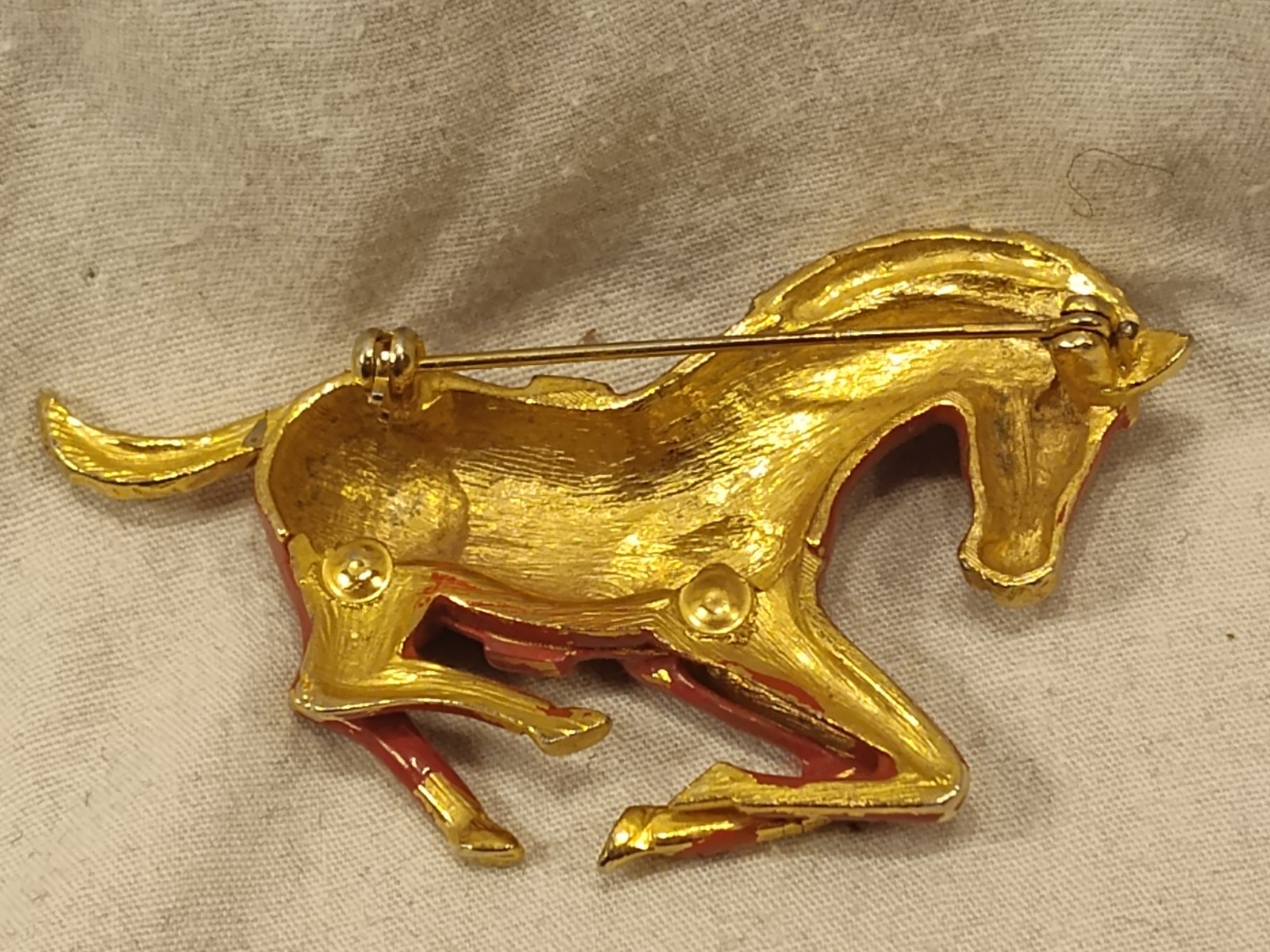 Vintage Red Horse Brooch Pin Equestrian