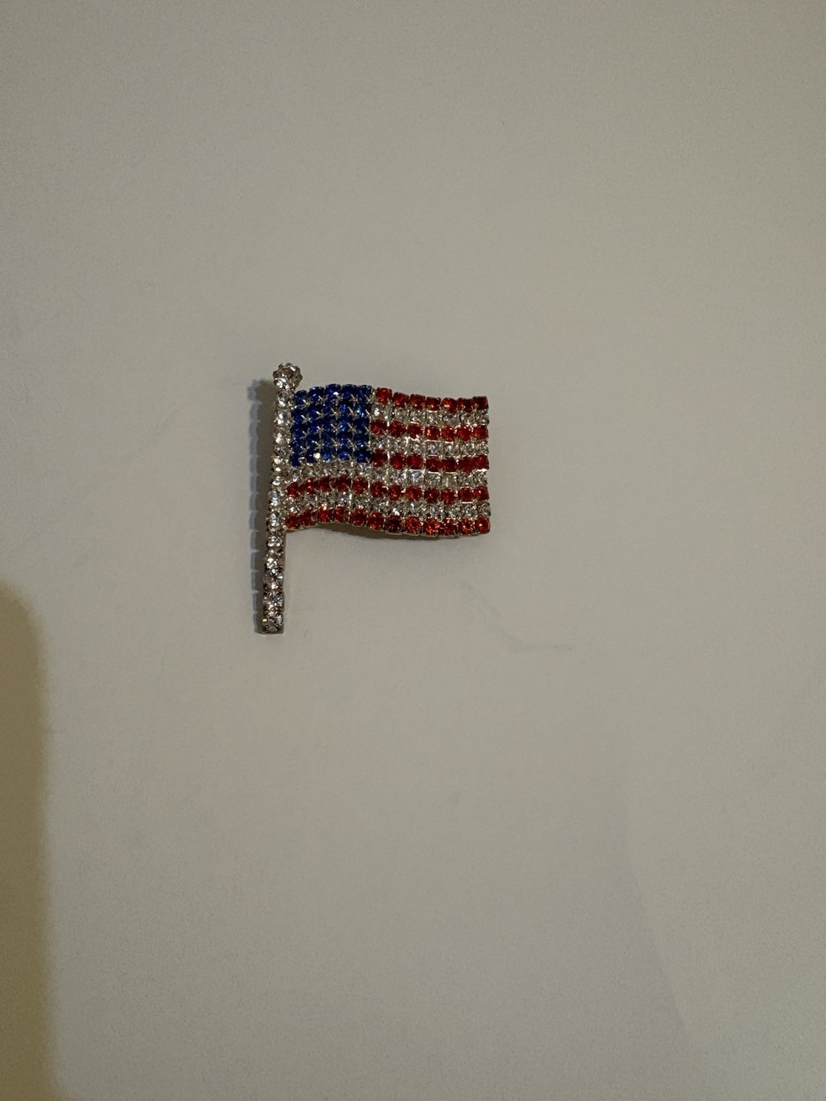 Vintage Rhinestone American Flag Pin Brooch – Red White Blue America 250