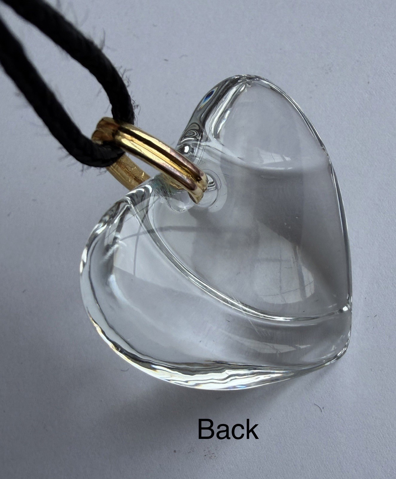 Baccarat Clear Puffy Crystal Heart Wave Pendant Necklace