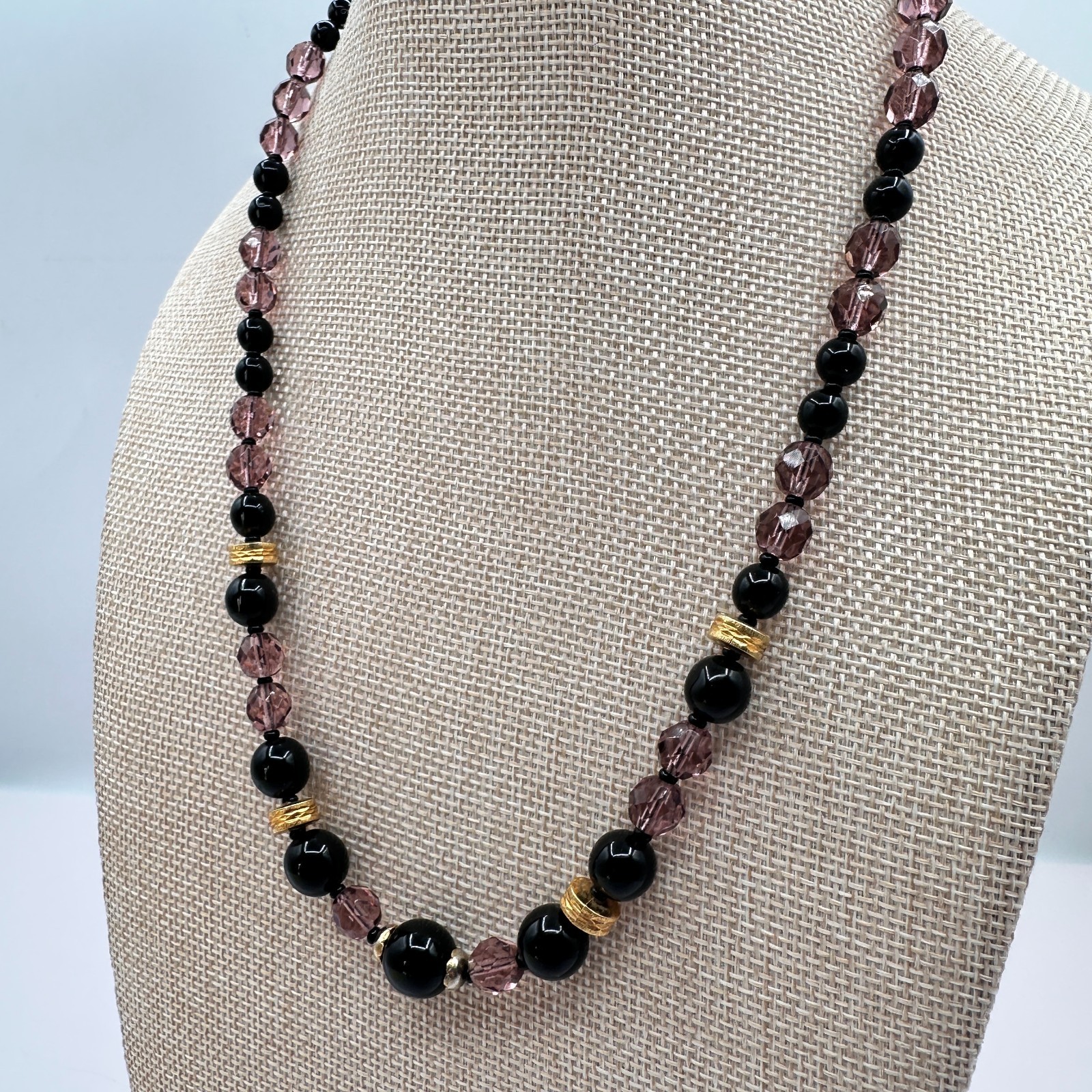 Vintage 90s Gold Tone Beaded Statement Necklace Boho Women’s Classic Jewelry