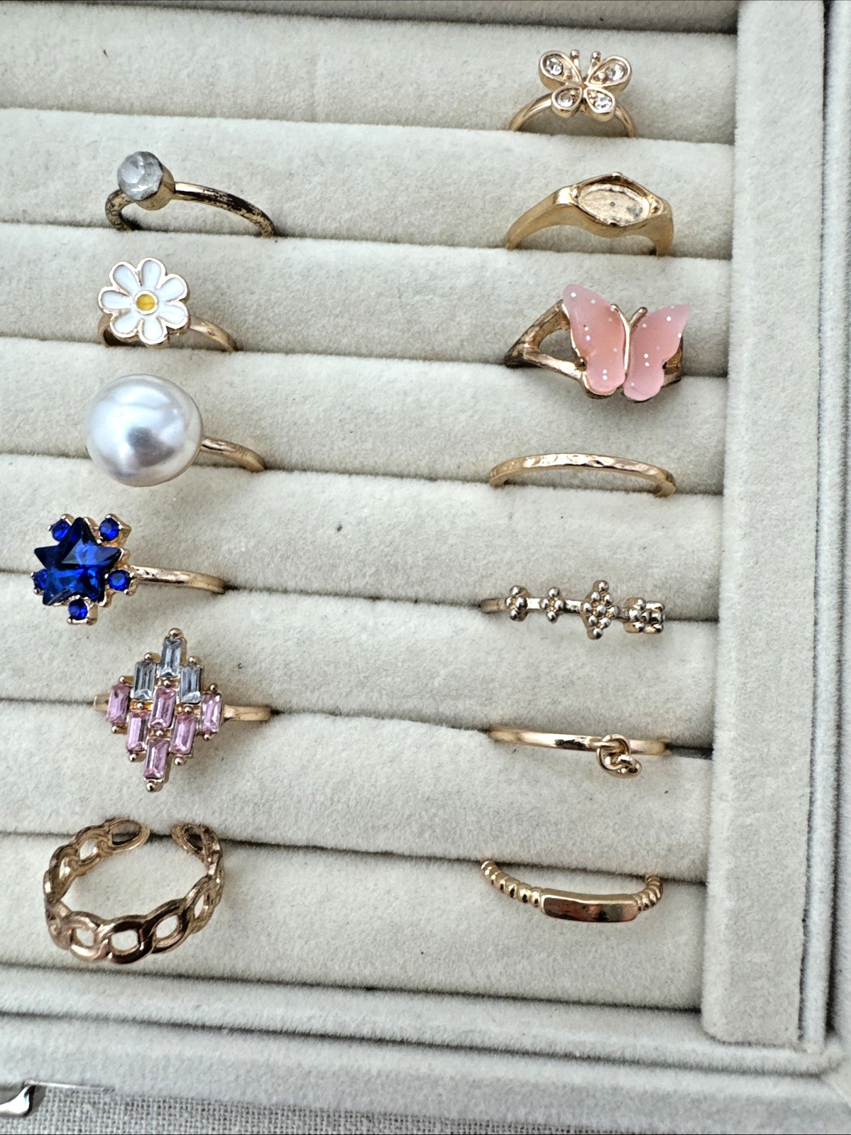 VTG-now Gold pearl funky dainty RINGS LOT Jewelry Lot Chunky 90s 2000s Y2K boho