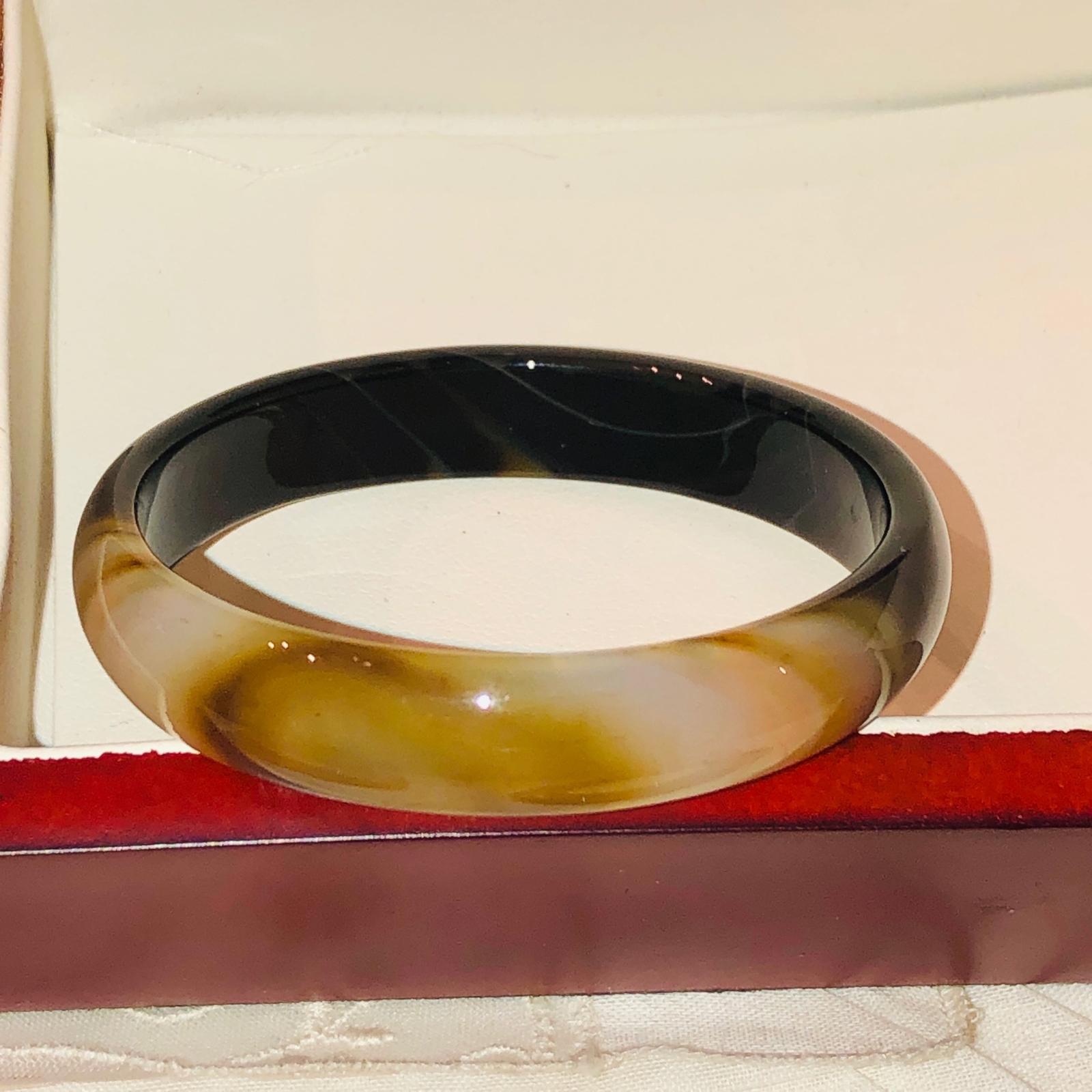 Natural Banded Agate Bangle Bracelet Hand-Carved For Baby Child Small Adult