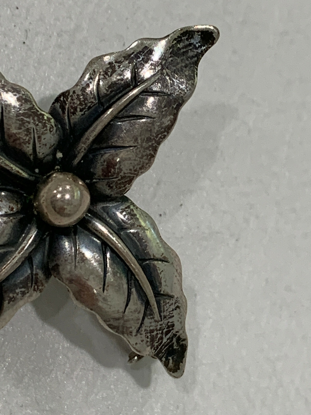 Vintage Danish Neils Erik NE From Signed Sterling Silver Flower Form Pin Brooch