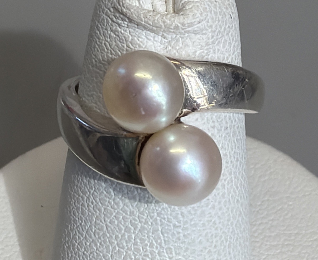 Sterling Silver Lot Of 5 Various Pearl CZ Multicolor And White Rings Size 5