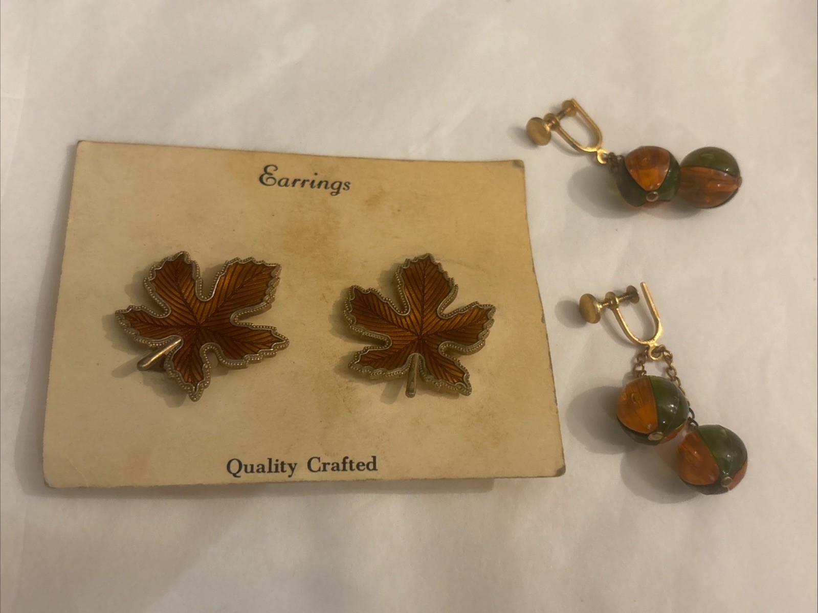 Mixed Huge Vtg Costume Jewelry Lot Orange, Amber, Yellow, Coral Colored Jewelry