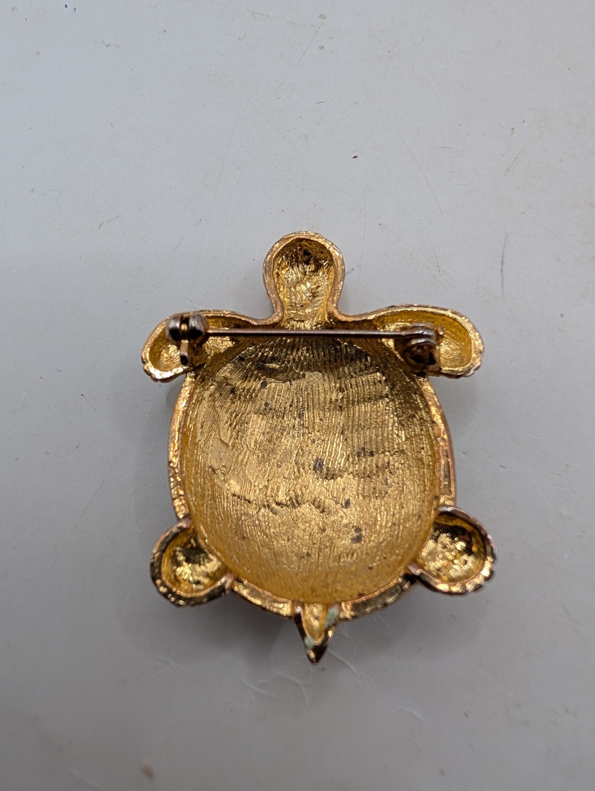 Vintage Turtle Brooches, Cloisonne, Gold Tone Rhinestone Set Of 2