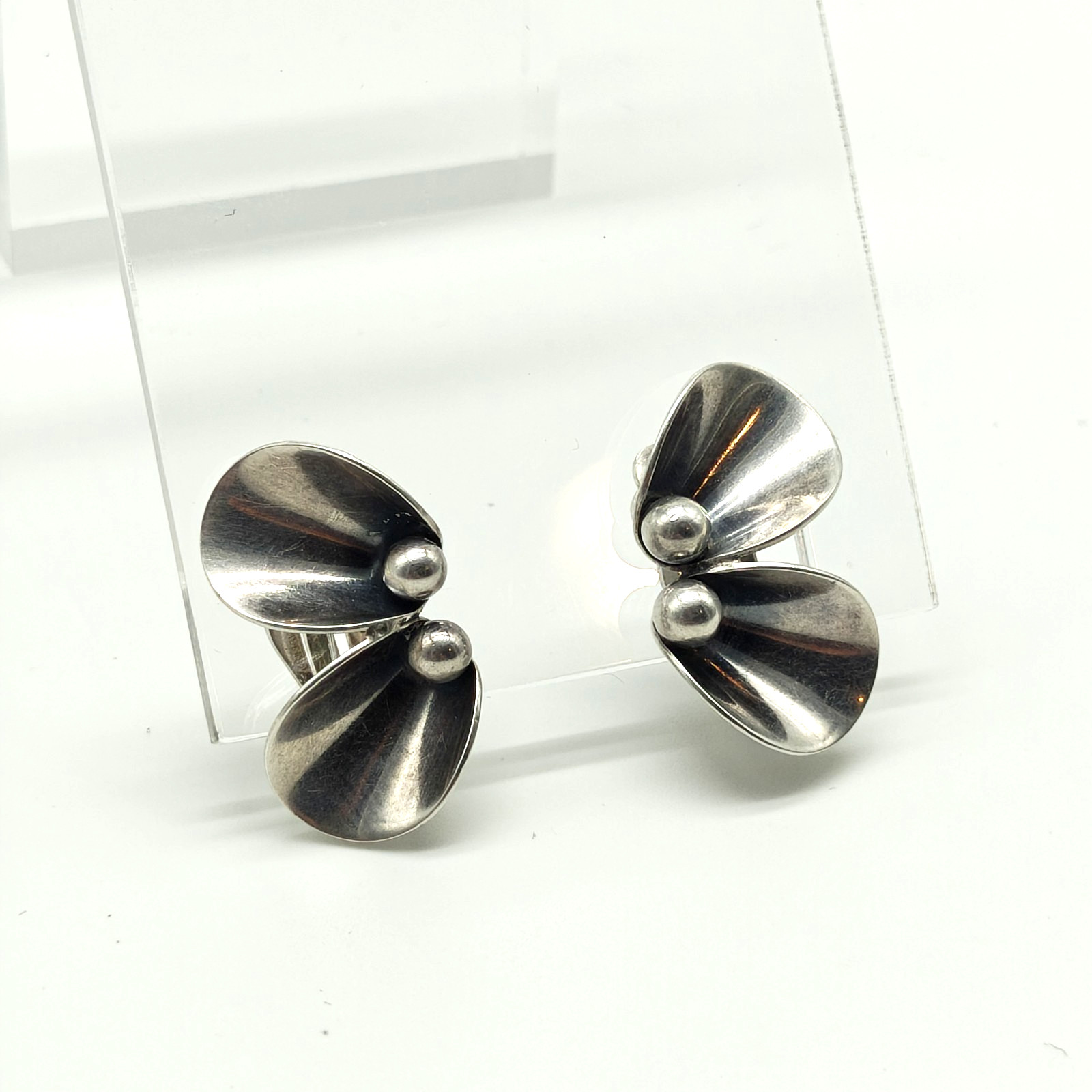 Niels Erik N. E. From Denmark Sterling Silver 925 Clip On Earrings Modernist