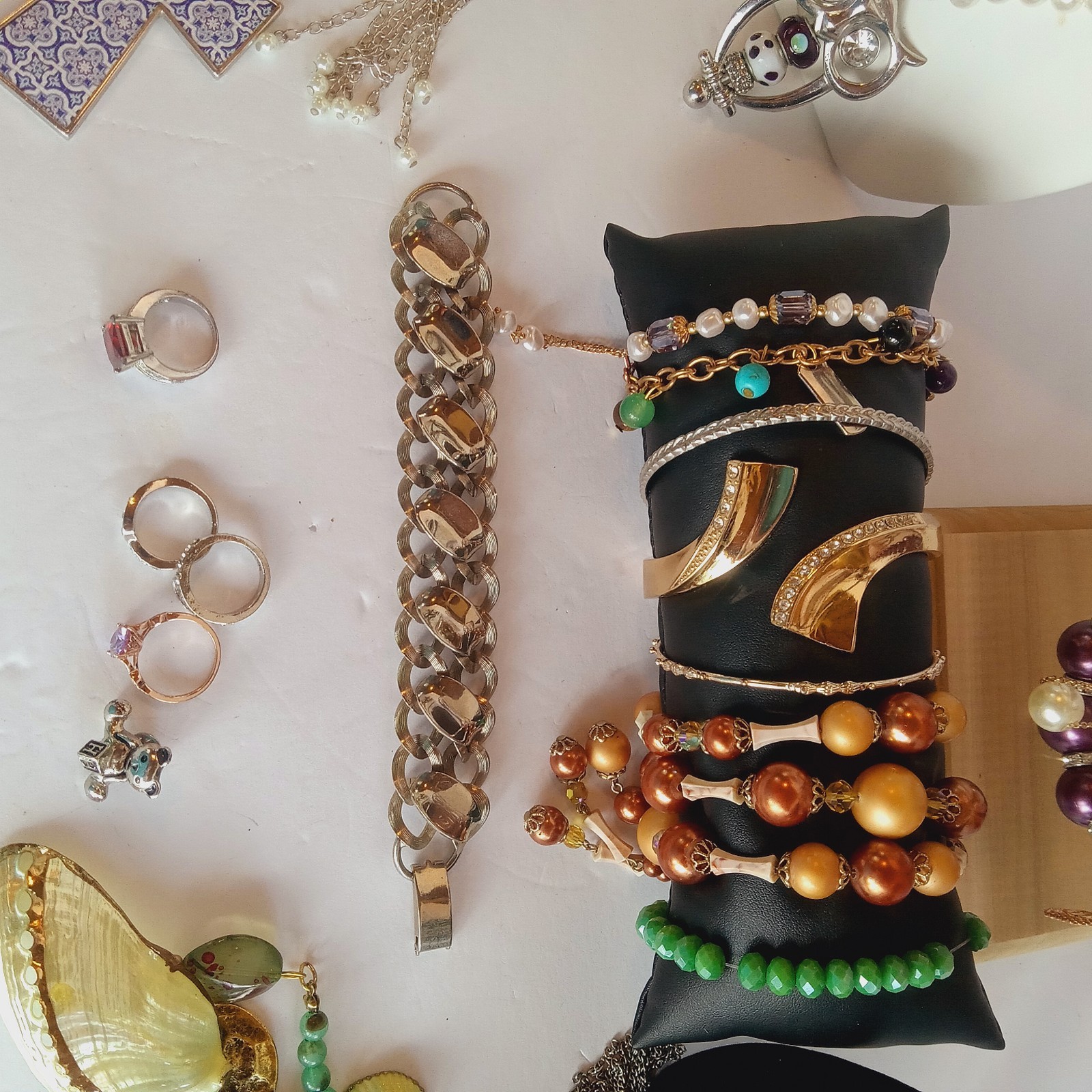50 Pc Vintage to now Jewelry lot Necklaces Bracelets Earrings Brooches Rings