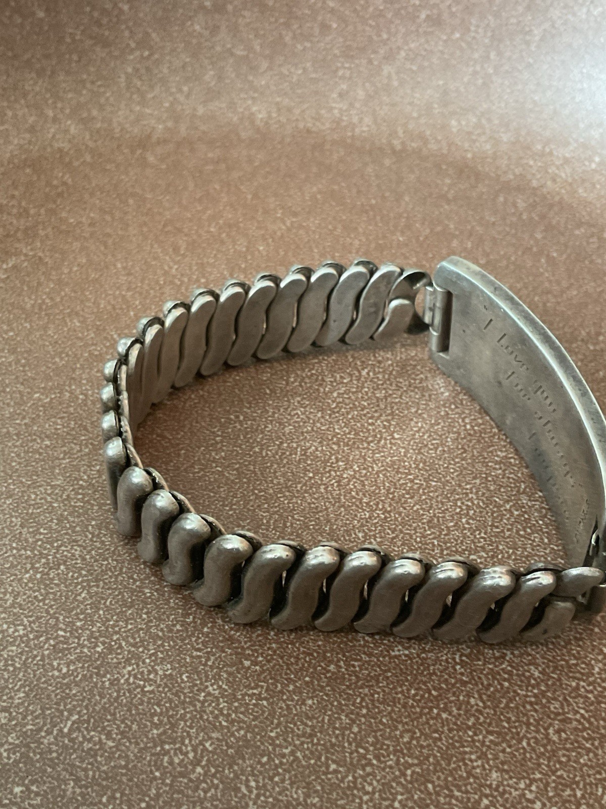Vtg Heavy Solid 925 Sterling Silver ID Bracelet Expansion Link Stretch Band 44 g