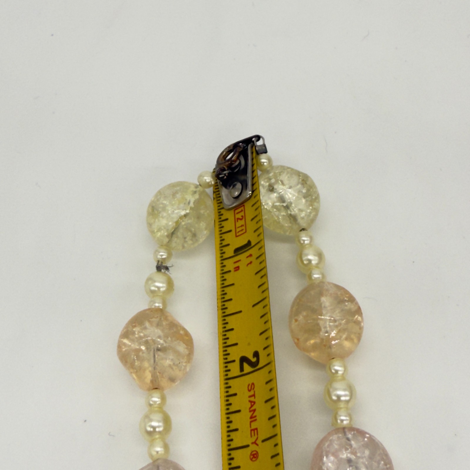 Vintage Necklace Crackle Bead Pastel Colors 22 Inches Faux Pearls Spring