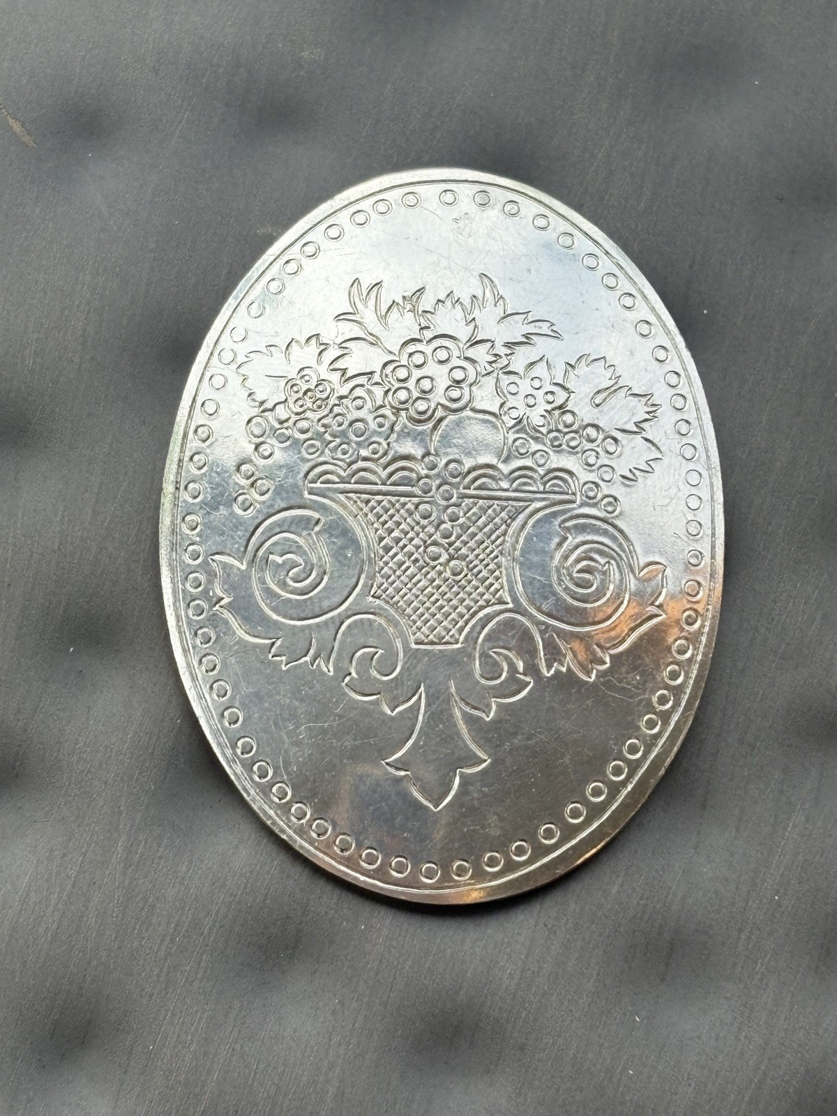 Kirk Stieff Pewter Brooch Pin Silver Tone Floral Bouquet Design