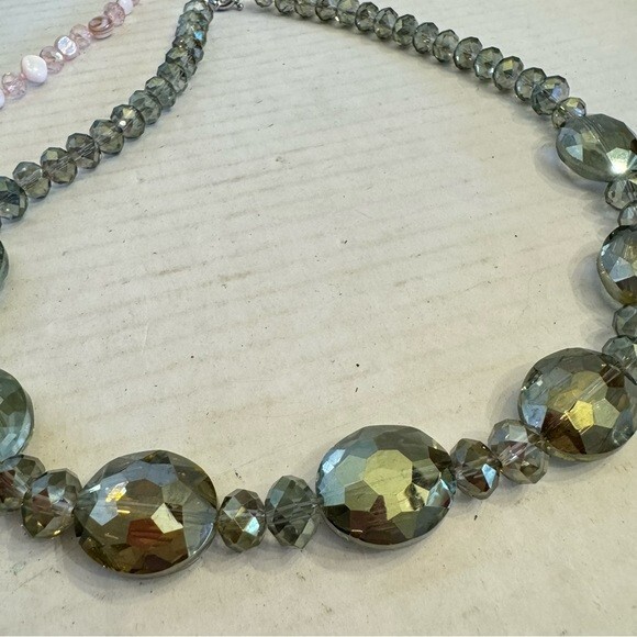 Lot of 4 Vintage Clear Crystal Cut Faceted Glass Bead Necklaces & Bracelets Set