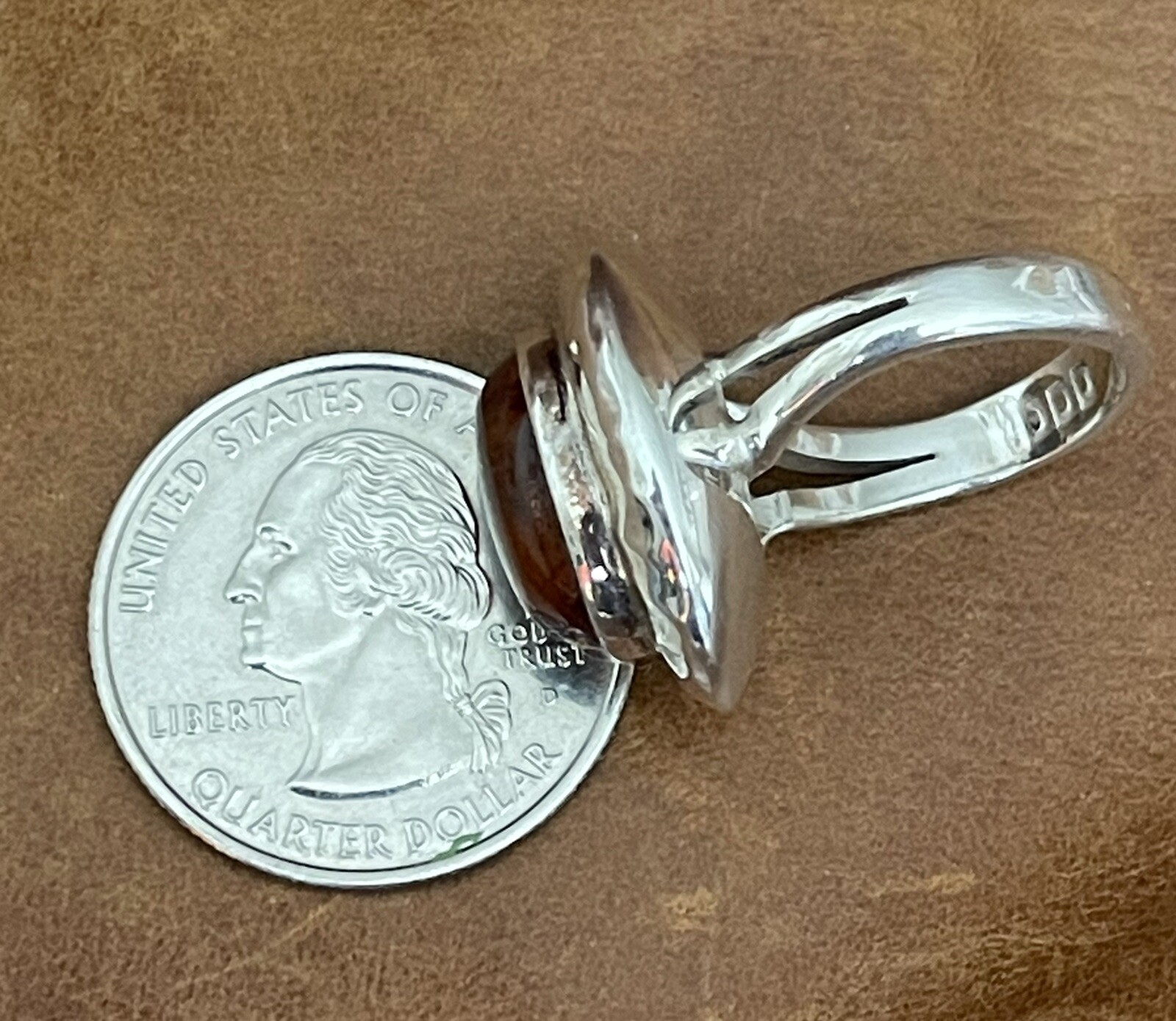Mexican Designer Dominique Dinouart DDD Sterling Honey Amber Band Ring Size 6.25