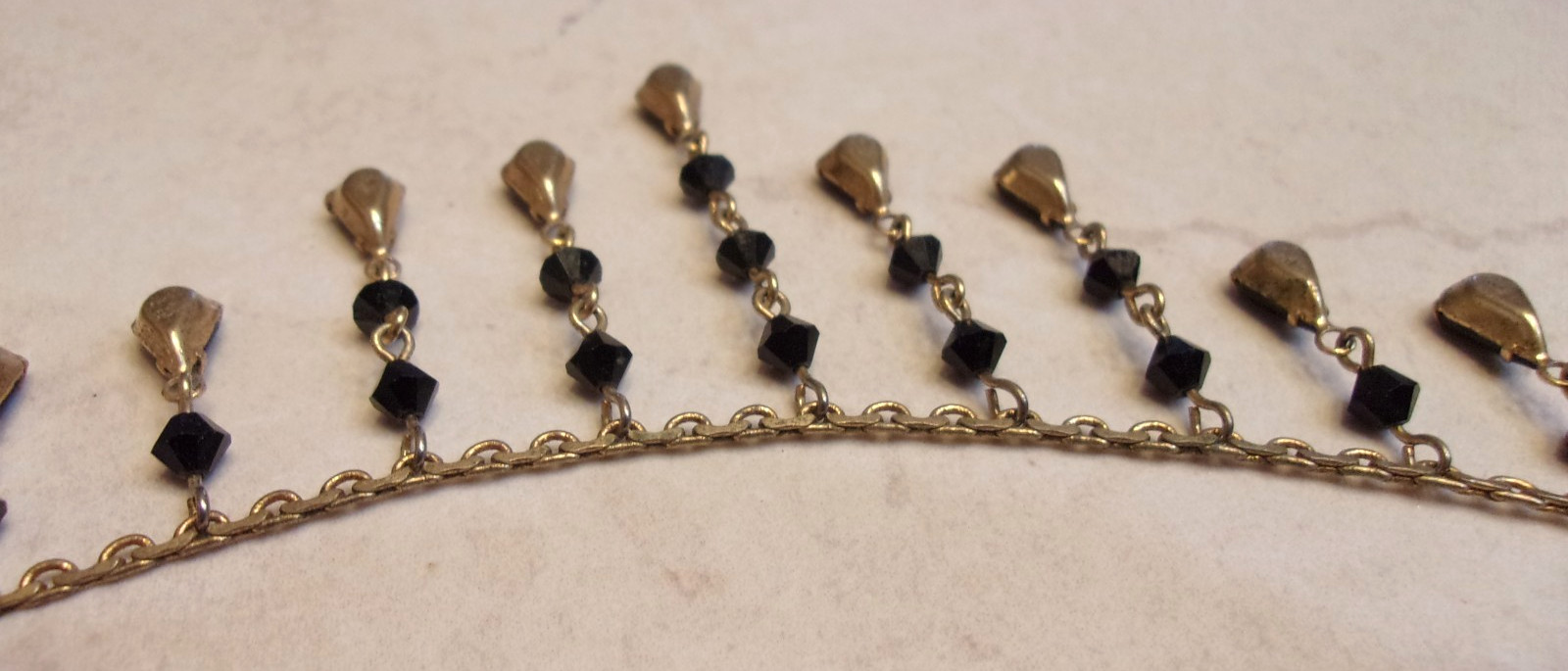 Vintage Look Austrian Crystal USA Teardrop Shape Beaded Dangle Necklace