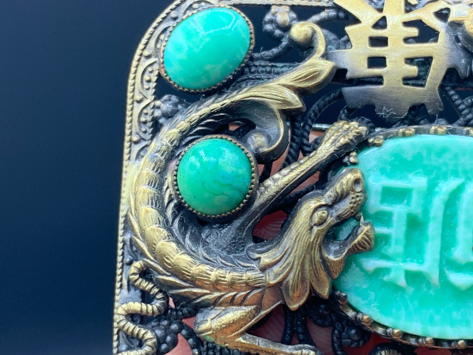 MAX NIEGER Pin Brooch Chinese Revival Pekin Glass Czechoslovakia circa 1920s