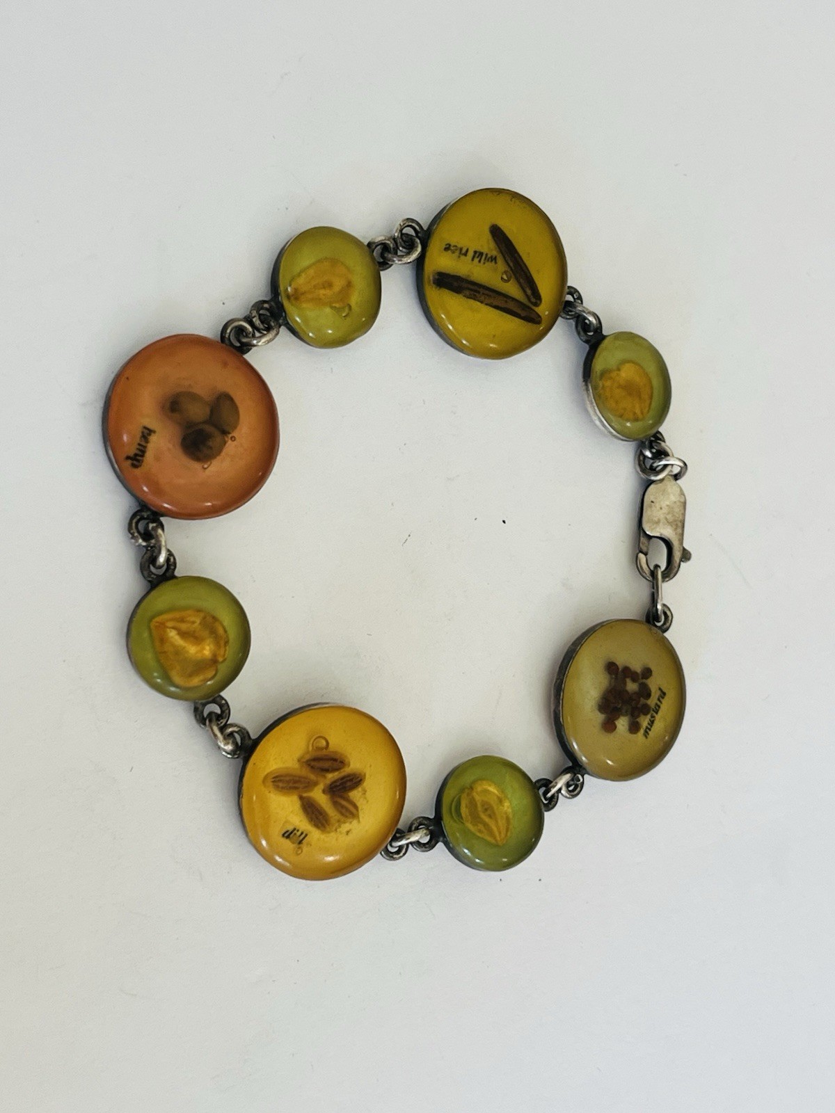 Vintage Sterling Silver Taxco Mexico Mustard Rice Hemp Seed Link Bracelet Rare