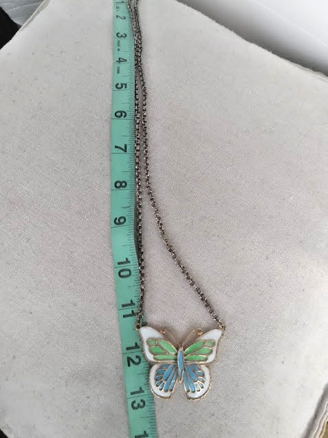 Vintage JJ Signed Colorful Metal Enamel Finish Butterfly Necklace