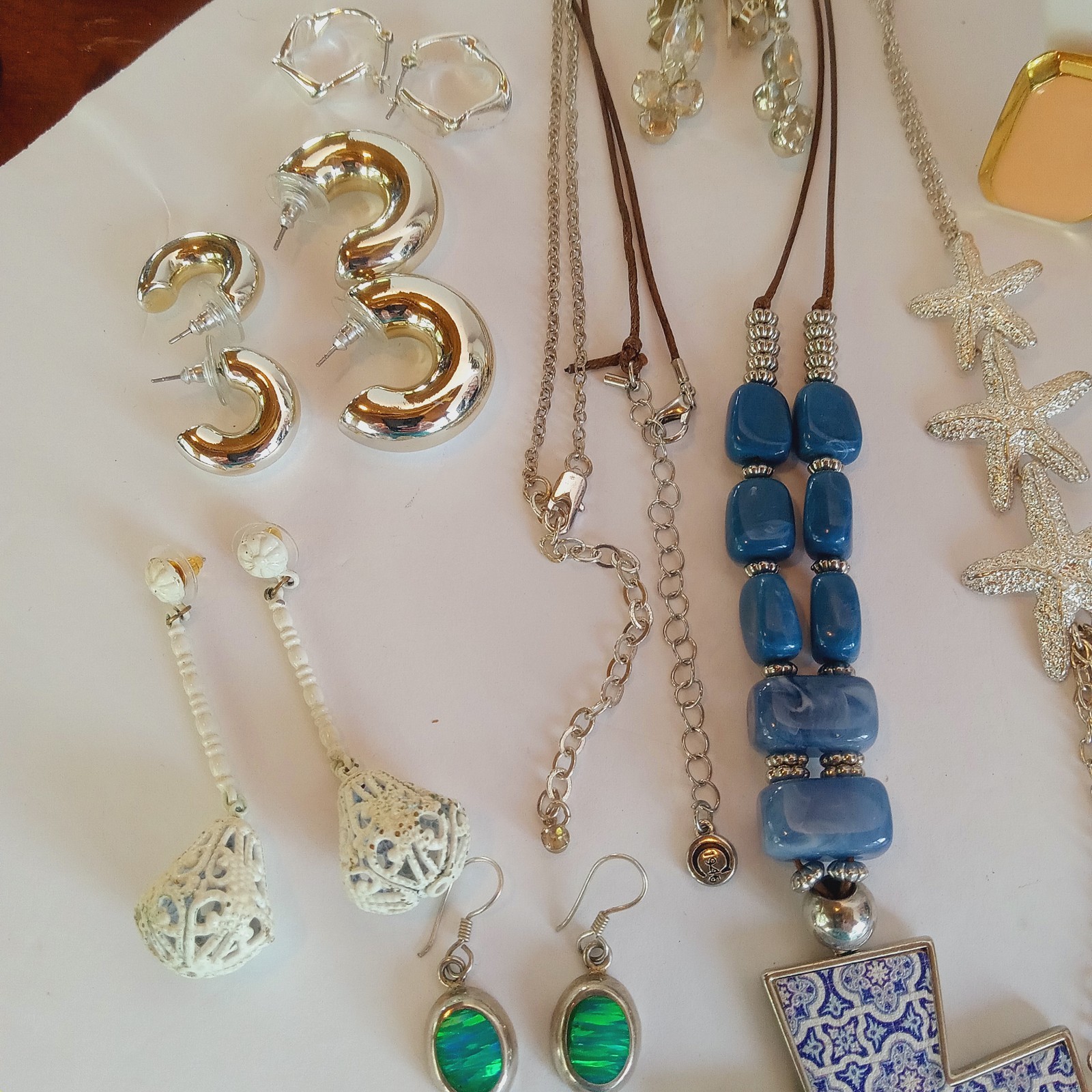 50 Pc Vintage to now Jewelry lot Necklaces Bracelets Earrings Brooches Rings