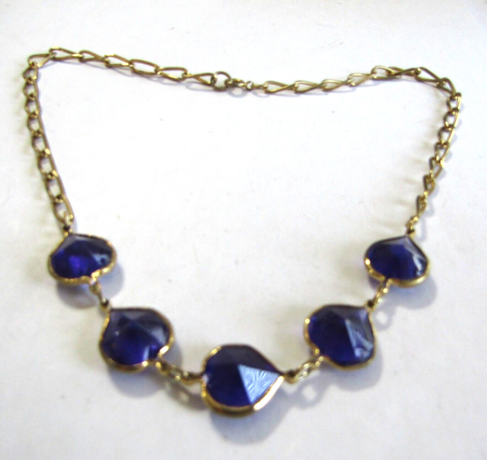 Vintage Purple Crystal Heart Necklace 12 mm 17.5 inch