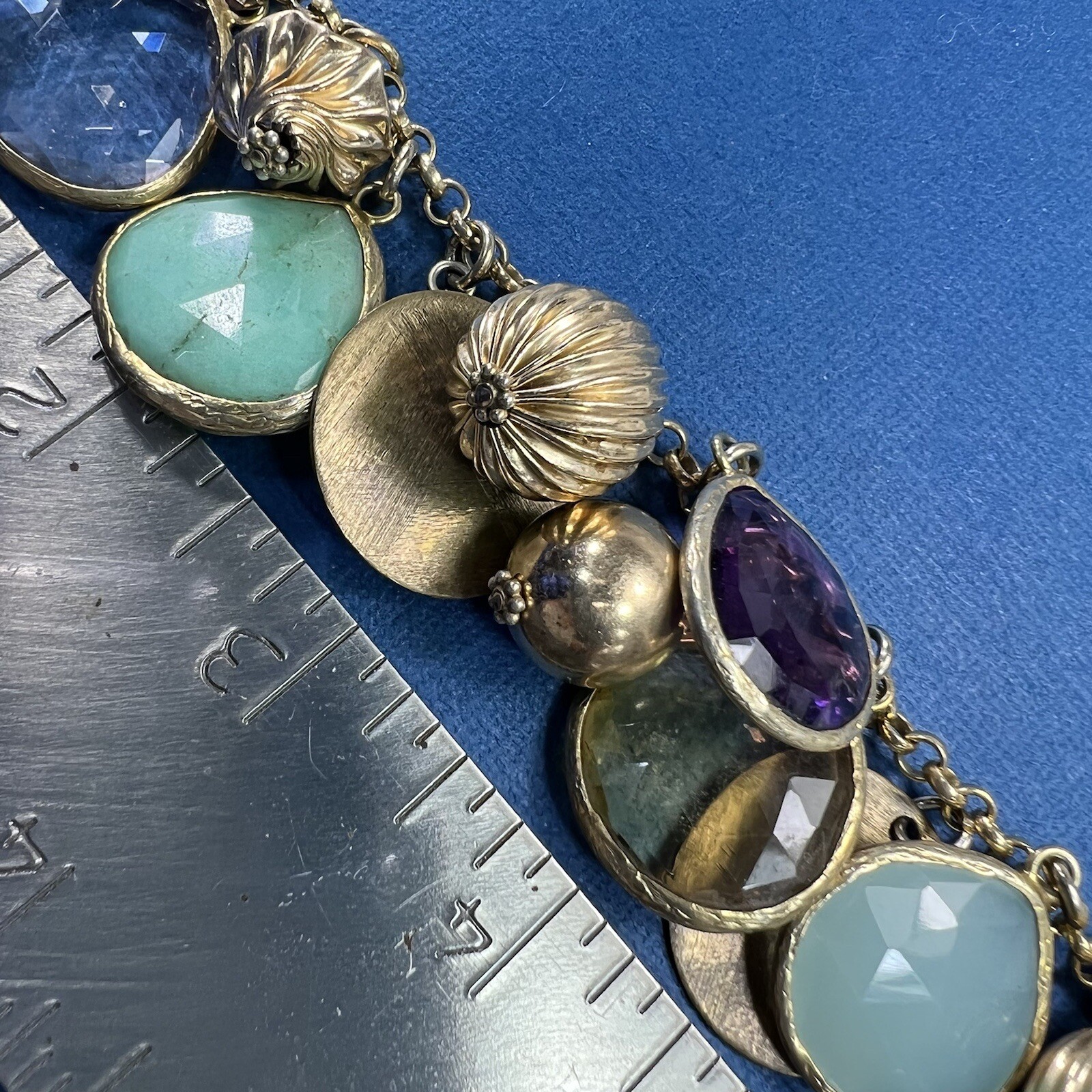 Vintage 1/20 12K gold filled 7 1/4″ bracelet Citrine, Purple Spinel