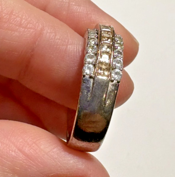 Shiny Cluster Citrine Color CZ Sterling Silver 925 Size 10.75 Band 5.3g Ring