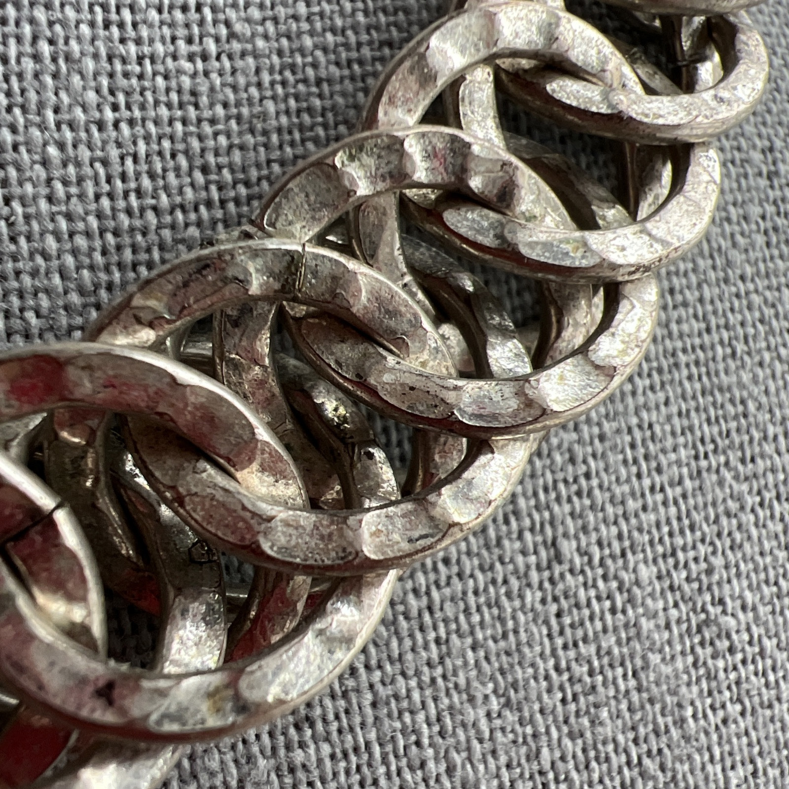 Vintage Double Link Silver Metal Necklace; Signed AV; Beautiful!